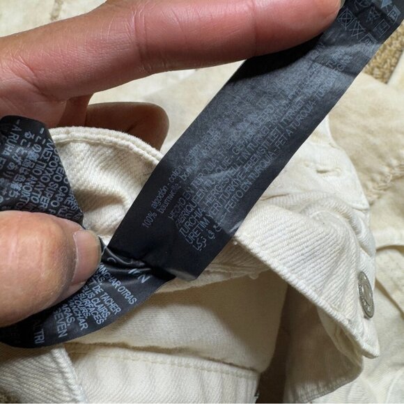 Zara Double Waistband Boho Freyed Tan and Cream wide leg Jeans NWOT Sz 6 - Picture 14 of 15